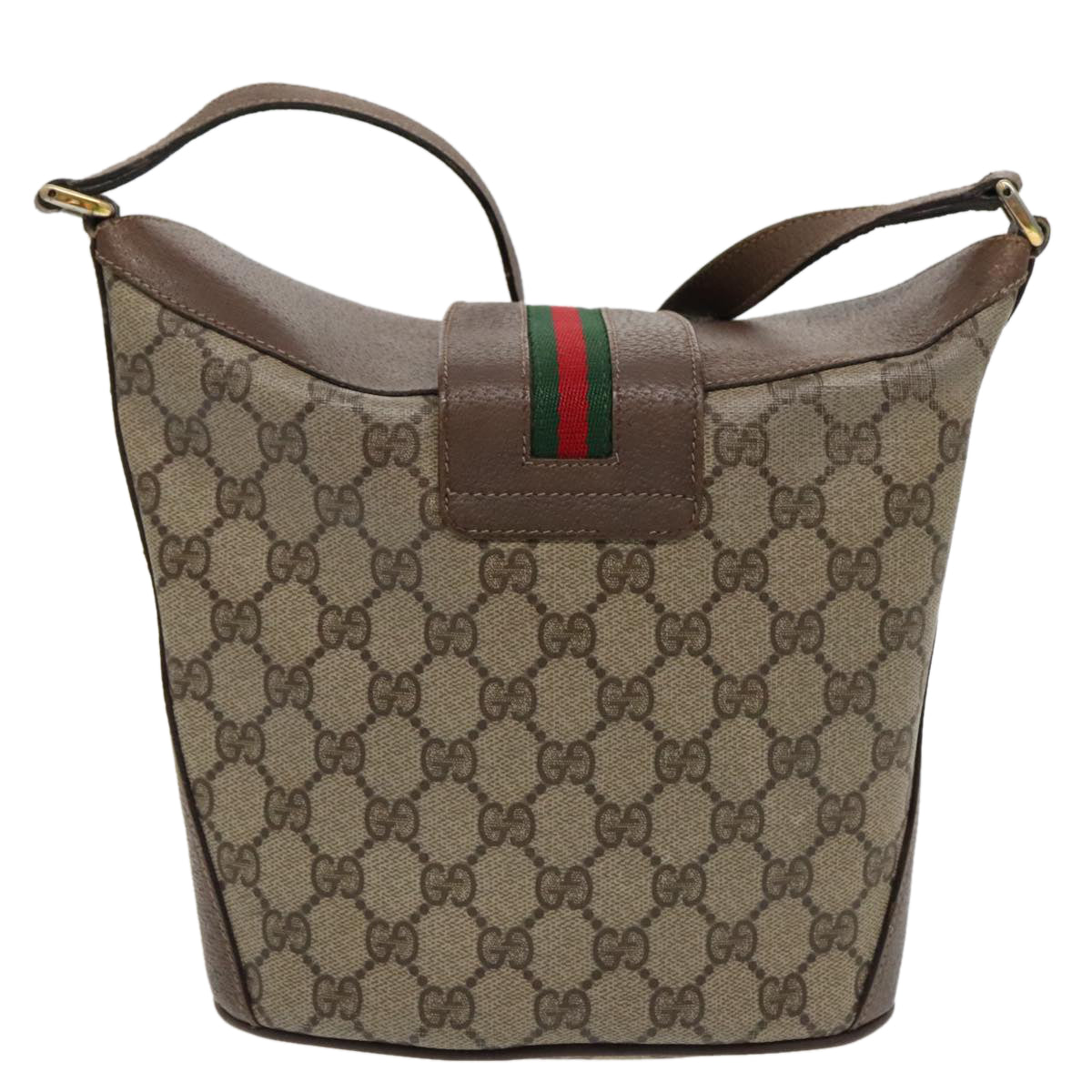 GUCCI GG Supreme Web Sherry Line Shoulder Bag PVC Beige 904 02 081 Auth 96199 - 0