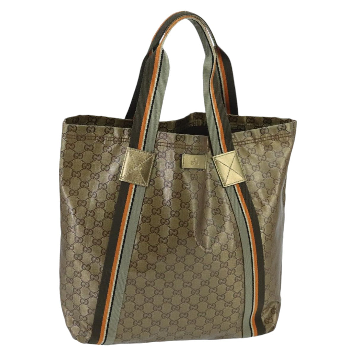 GUCCI GG Crystal Sherry Line Tote Bag Beige Brown gray 189669 Auth 96203