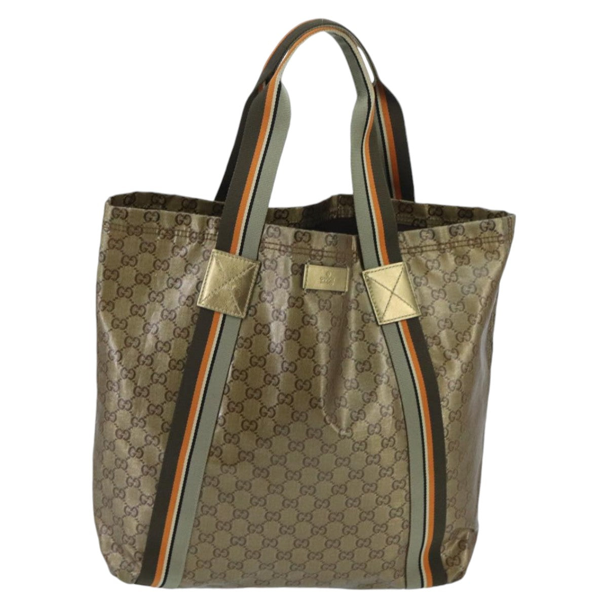 GUCCI GG Crystal Sherry Line Tote Bag Beige Brown gray 189669 Auth 96203 - 0