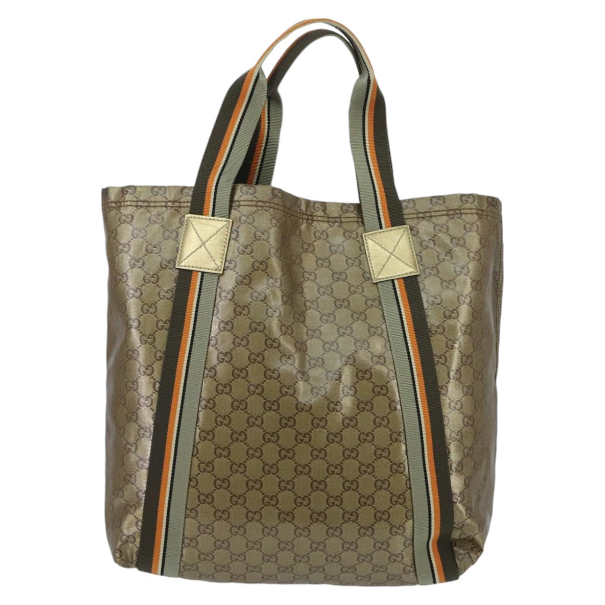 GUCCI GG Crystal Sherry Line Tote Bag Beige Brown gray 189669 Auth 96203