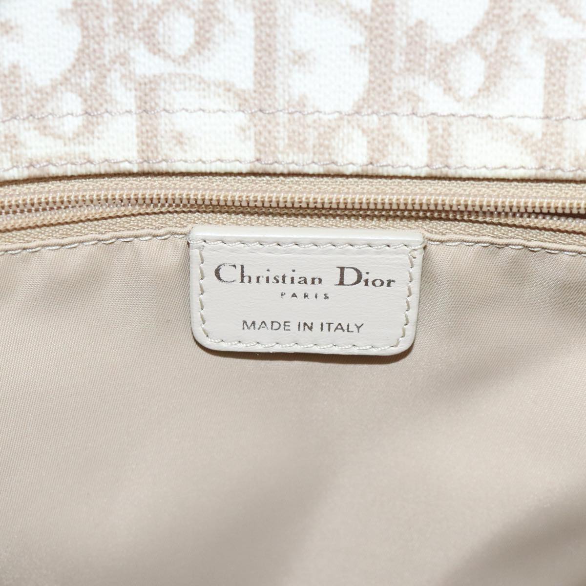 Christian Dior Trotter Romantic Tote Bag PVC Beige Silver Auth 96207