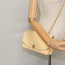 CHANEL Matelasse Chain Shoulder Bag Canvas Beige Gold CC Auth 96216-24