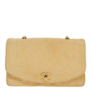 CHANEL Matelasse Chain Shoulder Bag Canvas Beige Gold CC Auth 96216-13