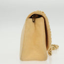 CHANEL Matelasse Chain Shoulder Bag Canvas Beige Gold CC Auth 96216-4