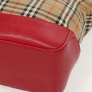 BURBERRY Nova Check Shoulder Bag Canvas Beige Red gold Auth 96222-9