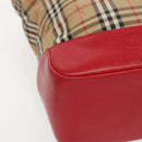 BURBERRY Nova Check Shoulder Bag Canvas Beige Red gold Auth 96222-14