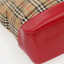 BURBERRY Nova Check Shoulder Bag Canvas Beige Red gold Auth 96222-16