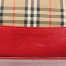 BURBERRY Nova Check Shoulder Bag Canvas Beige Red gold Auth 96222-17