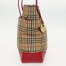 BURBERRY Nova Check Shoulder Bag Canvas Beige Red gold Auth 96222-3