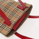BURBERRY Nova Check Shoulder Bag Canvas Beige Red gold Auth 96222-6