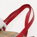 BURBERRY Nova Check Shoulder Bag Canvas Beige Red gold Auth 96222-8