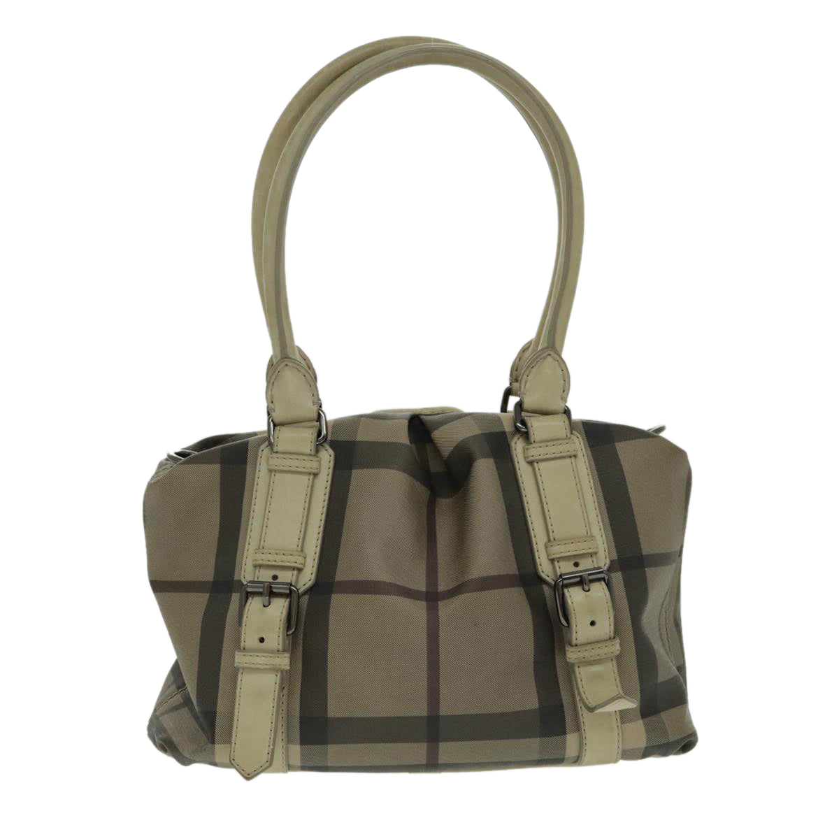 BURBERRY Nova Check Hand Bag PVC 2way Beige Auth 96223 - 0