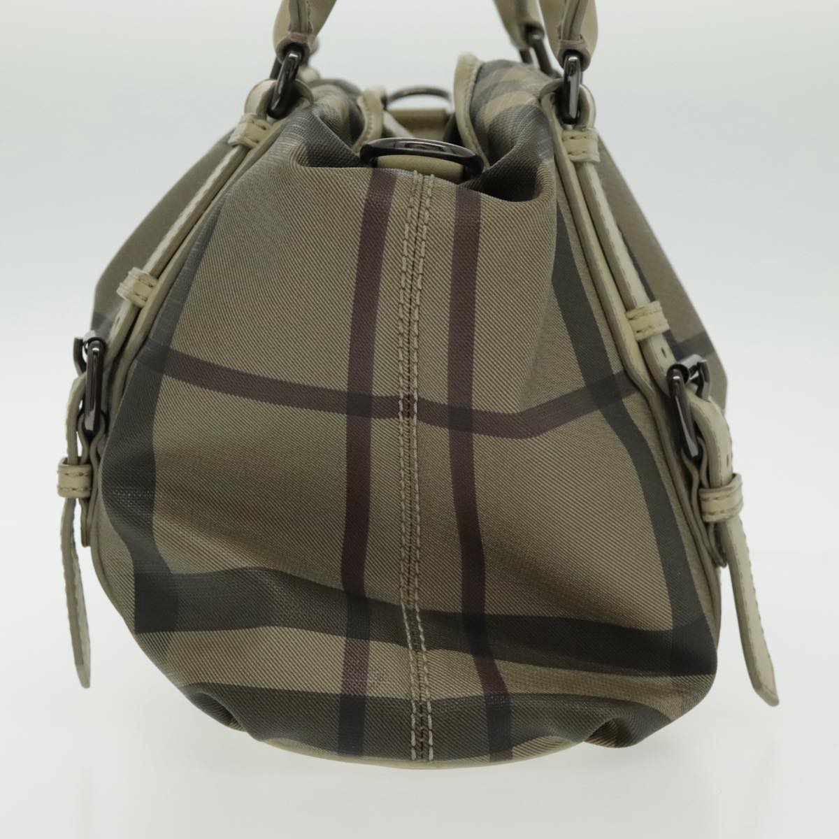 BURBERRY Nova Check Hand Bag PVC 2way Beige Auth 96223