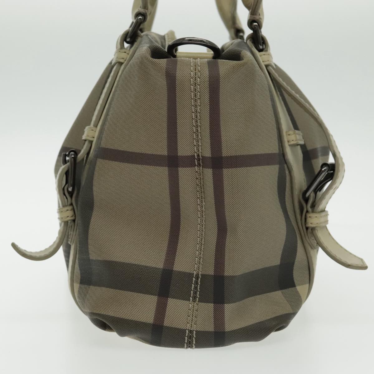 BURBERRY Nova Check Hand Bag PVC 2way Beige Auth 96223