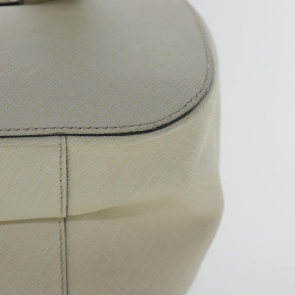 Salvatore Ferragamo Gancini Hand Bag Leather White Silver Auth 96226