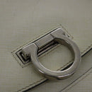 Salvatore Ferragamo Gancini Hand Bag Leather White Silver Auth 96226-17