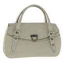 Salvatore Ferragamo Gancini Hand Bag Leather White Silver Auth 96226-1