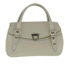 Salvatore Ferragamo Gancini Hand Bag Leather White Silver Auth 96226-13