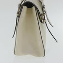 Salvatore Ferragamo Gancini Hand Bag Leather White Silver Auth 96226-3