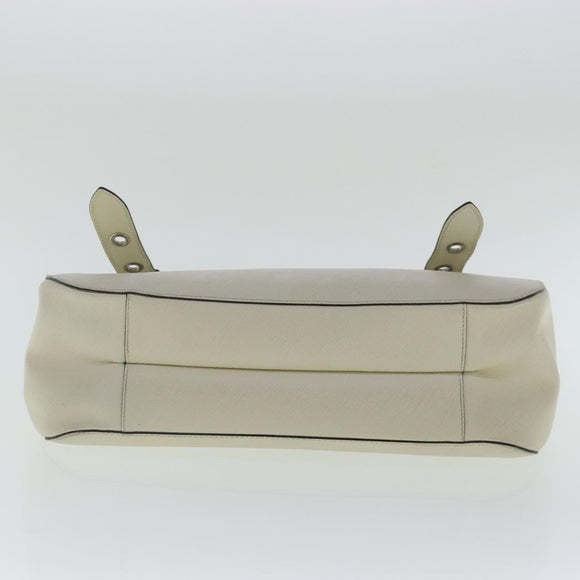 Salvatore Ferragamo Gancini Hand Bag Leather White Silver Auth 96226