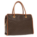 CELINE Macadam Canvas Tote Bag PVC Leather Brown Gold Auth 96231-1