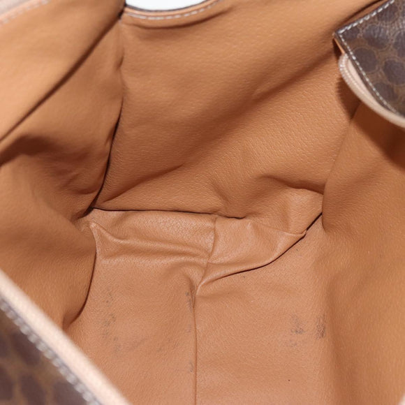 CELINE Macadam Canvas Tote Bag PVC Leather Brown Gold Auth 96231