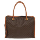 CELINE Macadam Canvas Tote Bag PVC Leather Brown Gold Auth 96231-2