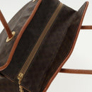 CELINE Macadam Canvas Tote Bag PVC Leather Brown Gold Auth 96231-6