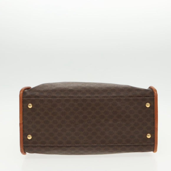 CELINE Macadam Canvas Tote Bag PVC Leather Brown Gold Auth 96231