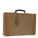 CELINE Attache Case Macadam Canvas Trunk Beige Gold Auth 96234-1