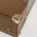 CELINE Attache Case Macadam Canvas Trunk Beige Gold Auth 96234-8
