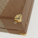 CELINE Attache Case Macadam Canvas Trunk Beige Gold Auth 96234-15