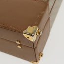 CELINE Attache Case Macadam Canvas Trunk Beige Gold Auth 96234-16