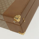 CELINE Attache Case Macadam Canvas Trunk Beige Gold Auth 96234-17