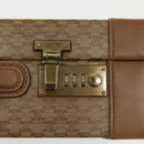 CELINE Attache Case Macadam Canvas Trunk Beige Gold Auth 96234-9