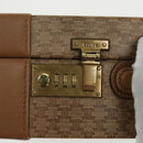 CELINE Attache Case Macadam Canvas Trunk Beige Gold Auth 96234-18