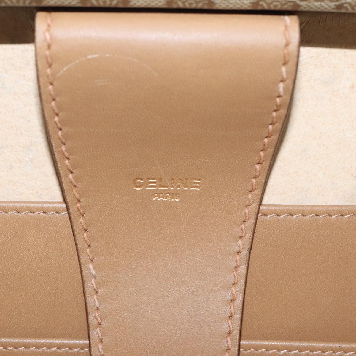 CELINE Attache Case Macadam Canvas Trunk Beige Gold Auth 96234