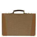 CELINE Attache Case Macadam Canvas Trunk Beige Gold Auth 96234-13