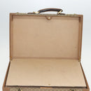 CELINE Attache Case Macadam Canvas Trunk Beige Gold Auth 96234-21