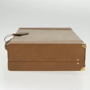 CELINE Attache Case Macadam Canvas Trunk Beige Gold Auth 96234-3