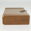 CELINE Attache Case Macadam Canvas Trunk Beige Gold Auth 96234-4