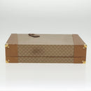 CELINE Attache Case Macadam Canvas Trunk Beige Gold Auth 96234-5