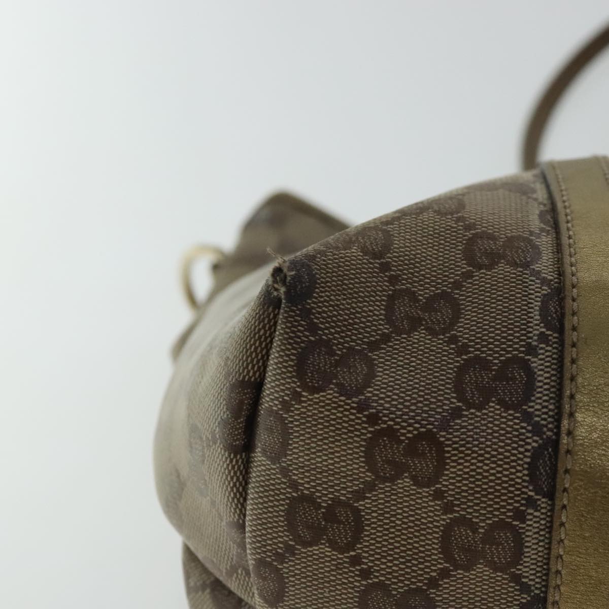 GUCCI GG Canvas Tote Bag Beige Gold 197953 Auth 96235