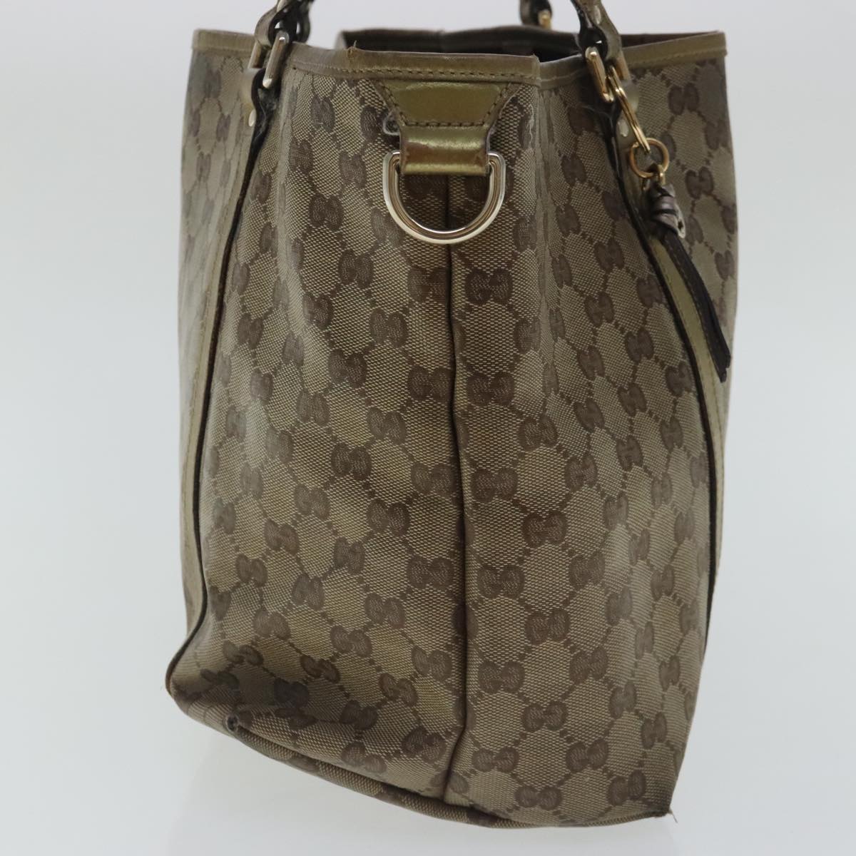 GUCCI GG Canvas Tote Bag Beige Gold 197953 Auth 96235