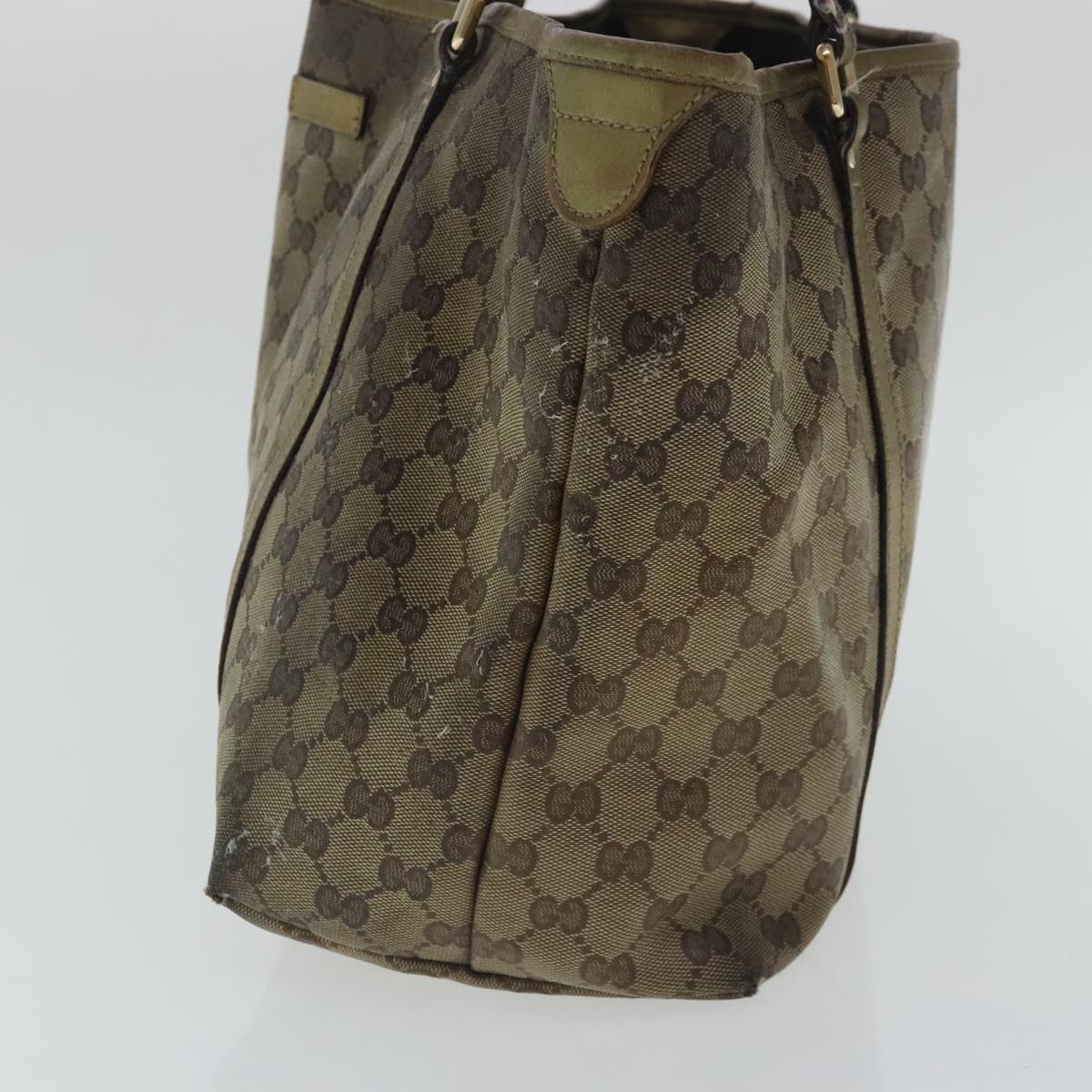 GUCCI GG Canvas Tote Bag Beige Gold 197953 Auth 96235