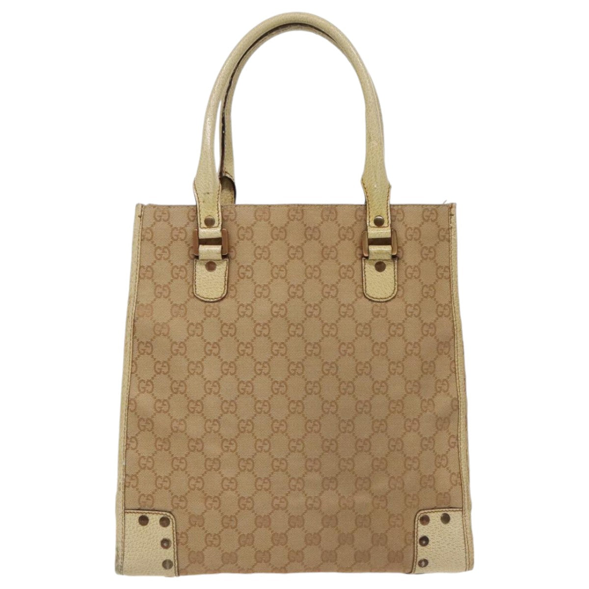 GUCCI GG Canvas Tote Bag Beige Gold 124261 Auth 96237