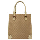 GUCCI GG Canvas Tote Bag Beige Gold 124261 Auth 96237-13