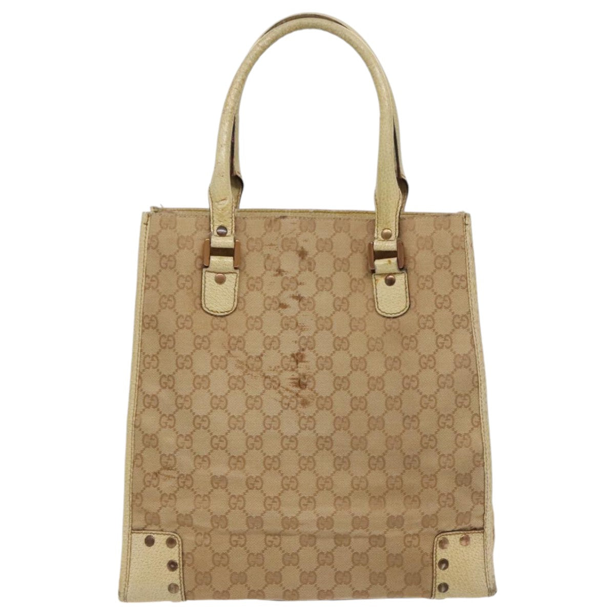 GUCCI GG Canvas Tote Bag Beige Gold 124261 Auth 96237 - 0