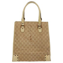 GUCCI GG Canvas Tote Bag Beige Gold 124261 Auth 96237-2