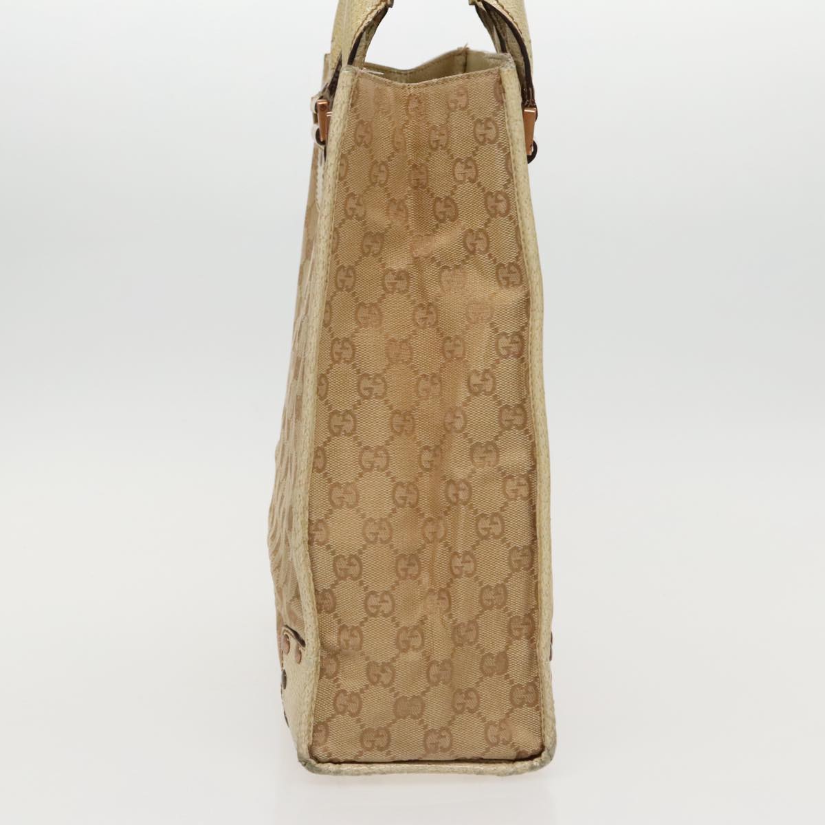 GUCCI GG Canvas Tote Bag Beige Gold 124261 Auth 96237